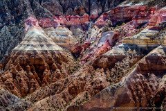 Colorful rock layers, cliffs of Quebrada Allanes in the Putre area, Chilean Altiplano
