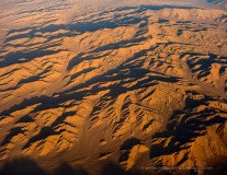 Aerial photo of coastal mountains of the Atacama desert near Antofagasta