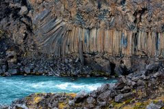 Aldeyjarfoss waterfall basalt columns, Iceland
