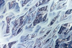 Abstract aerial photo of a glacial river in Iceland