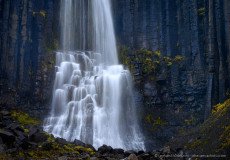 Waterfall on basalt colums, Iceland