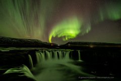Northern Light above Goðafoss waterfalls, Iceland