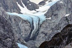 Glacier Nena with central moraines at Alakaluf fjord, Parque Nacional Alberto de Agostini