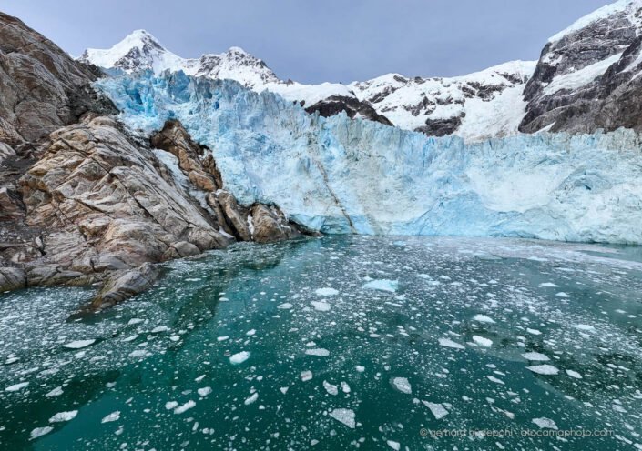 Glacier Darwin at fjord Parry, Cordillera Darwin in Patagonia Chile