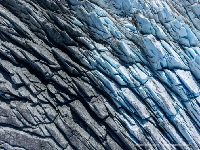 Crevassed glacier in Patagonia, glacier Relander Cordillera Darwin