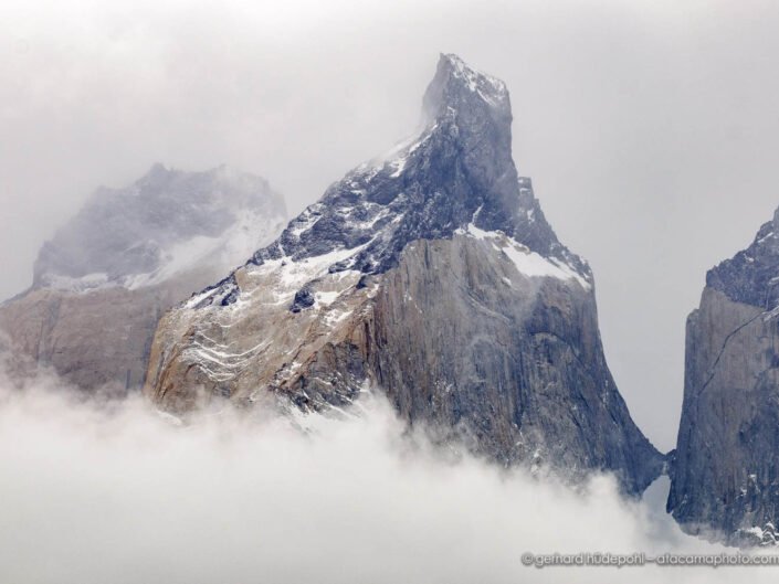 The Cuernos in the clouds, Torres del Paine National Park