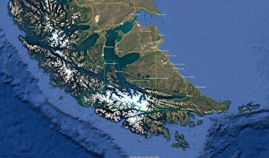 Trip Map Cordillera Darwin