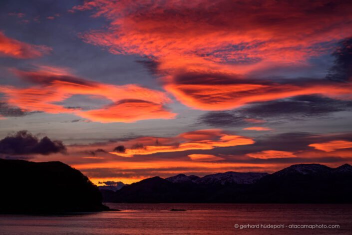 A spectacular sunrise on an island in the Beagle Channel