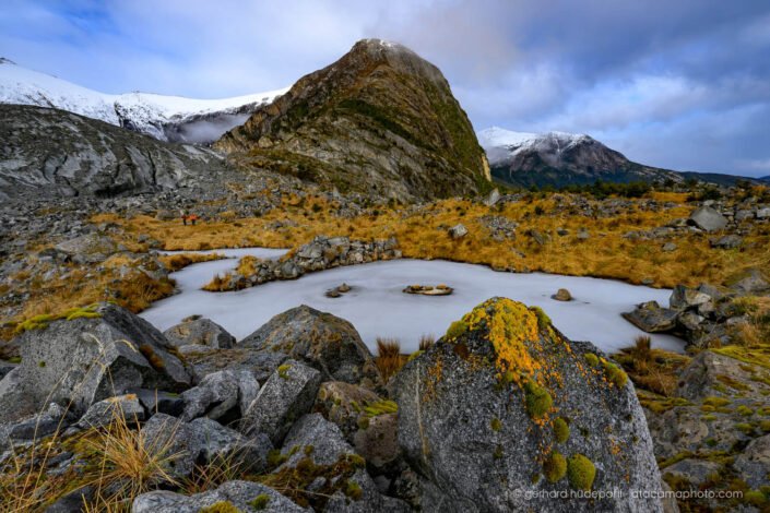 Frozen lagoon at Cordillera Darwin, Patagonia