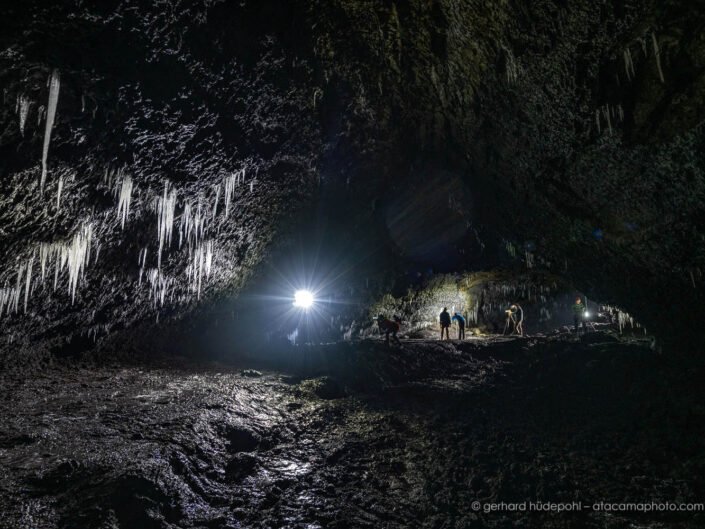 Exploring a lava cave at the Tolbachik volcano