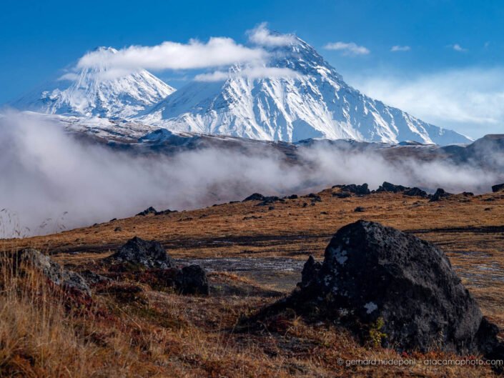 Kliuchevskoi and Kamen volcanoes in Kamchatka