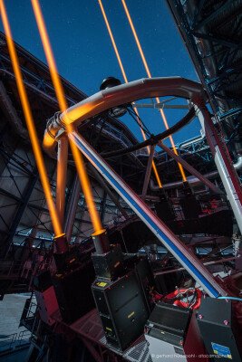 The powerful 4 lasers of ESO's Very Large Telescope at Cerro Paranal